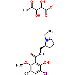 3,5-二氯-N-(1-乙基吡咯烷-2-甲基)-2-羟基-6-甲氧基苯酰胺酒石结构式_98185-20-7结构式